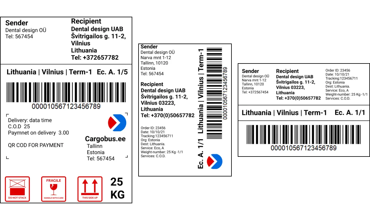 Home 4 parcel shipping label generated in platform
