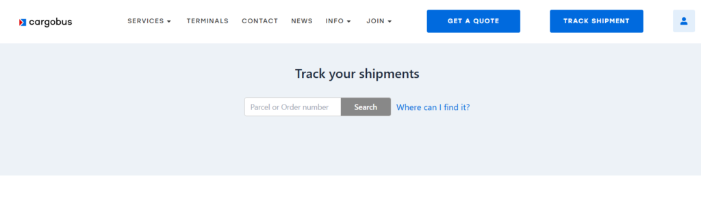 parcel tracking integration search interface entry screen