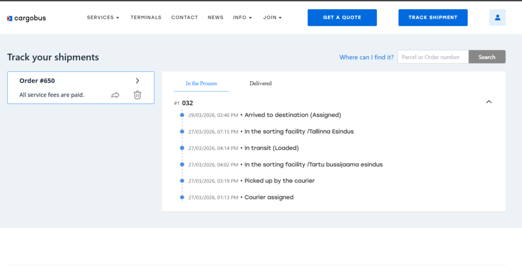 parcel tracking integration active delivery timeline