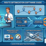 Infographic showing route optimization software benefits including fuel savings and stop sequencing