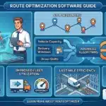 Infographic showing route optimization software benefits including fuel savings and stop sequencing