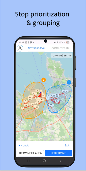 Deliveryplanner 9 City Carrier Delivery Planner app on mobile with map and stop prioritizing and grouping page